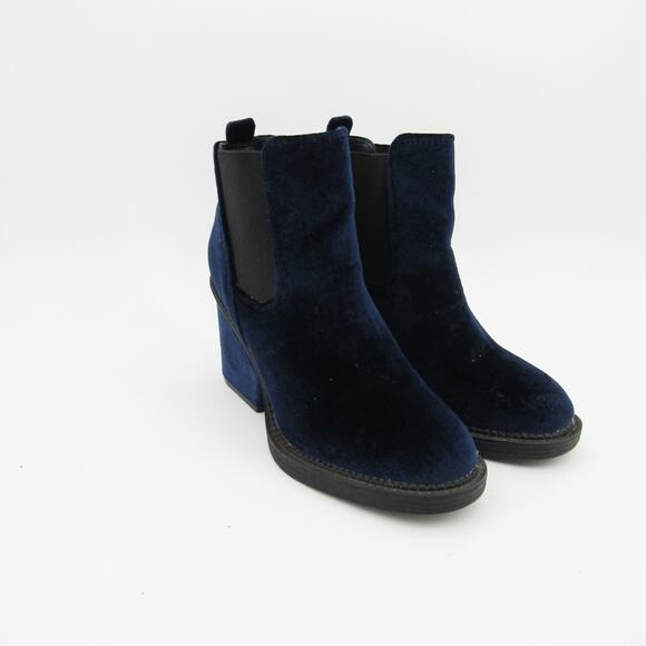 Indigo Rd Women Chelsea Boots US 7 Chunky Platform Velvet Bootie Blue - Picture 7 of 10